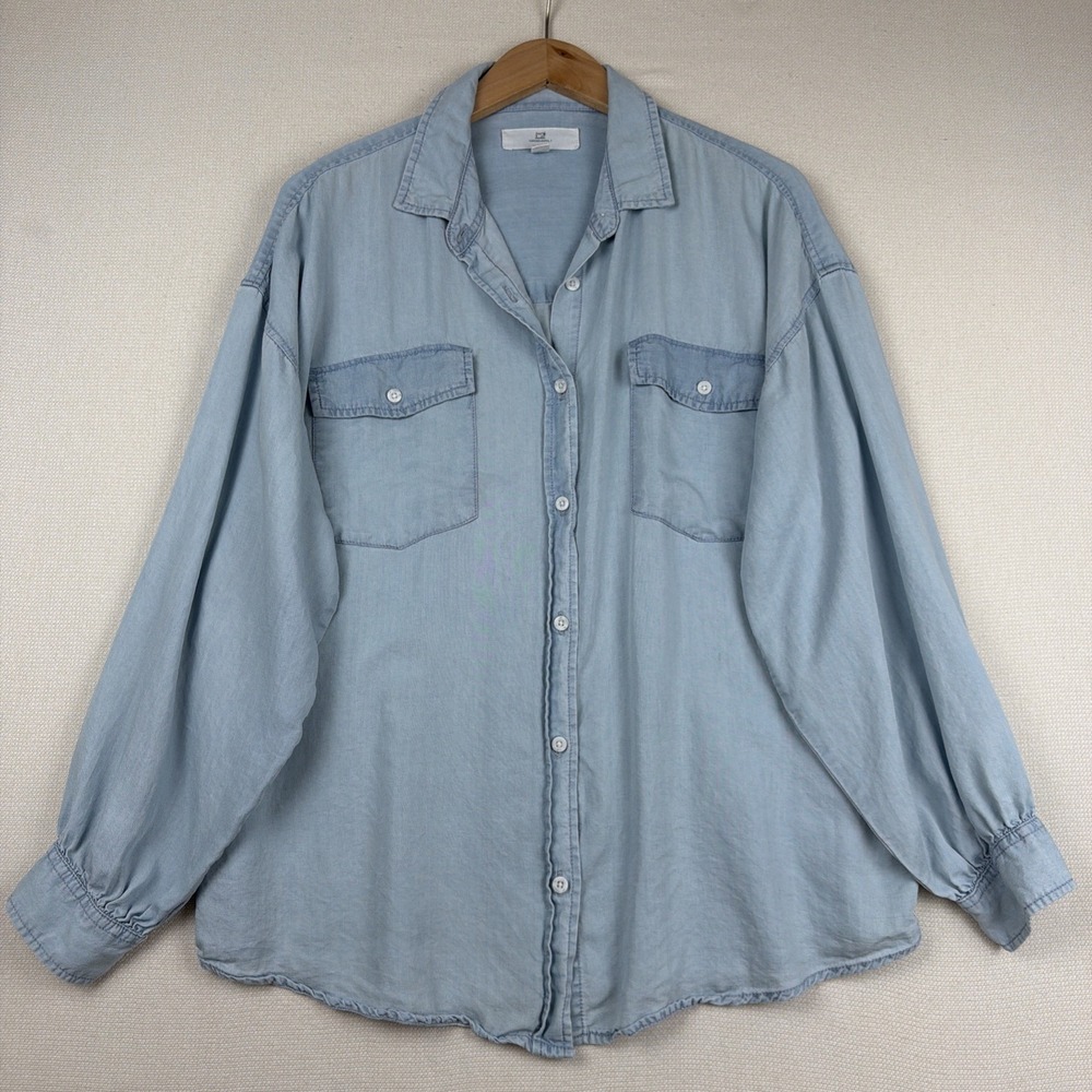Thread & Supply 100% Tencel‎ Button Up Shirt Sz M Preppy Coastal Resort Layering